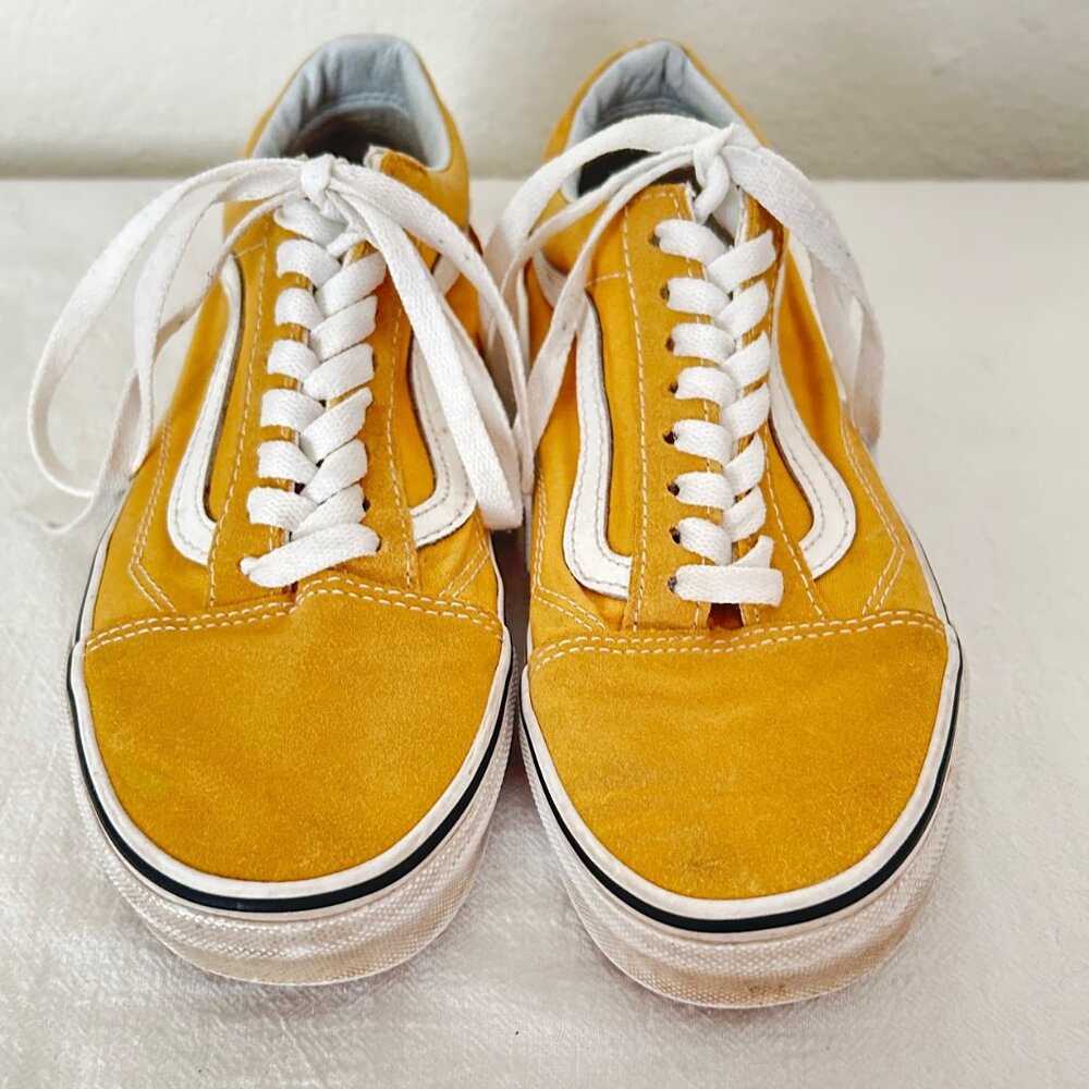 Yellow Old Skool Vans Shoes Suede Toe and Heel size Women 8.5 Men 7